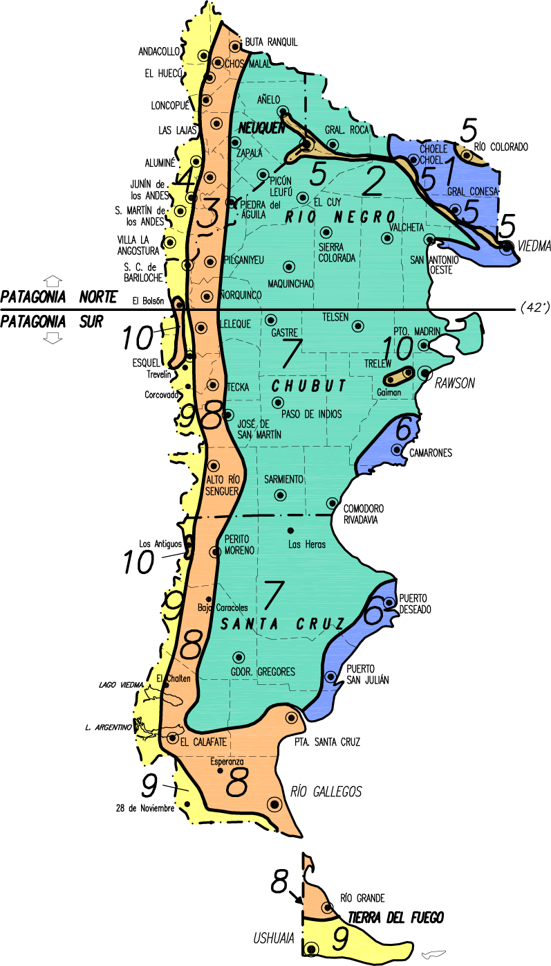 Zonas por valores de la Patagonia